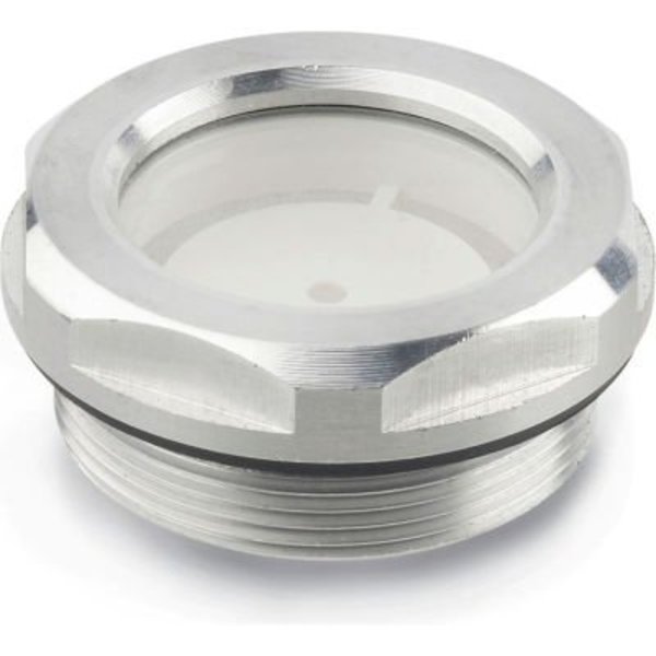 J.W. Winco Aluminum Fluid Level Sight w/ ESG Glass w/ Reflector - M14 x 1.5 Thread - JW Winco 743.1-7-M14X1.5-A 743.1-7-M14X1.5-A
